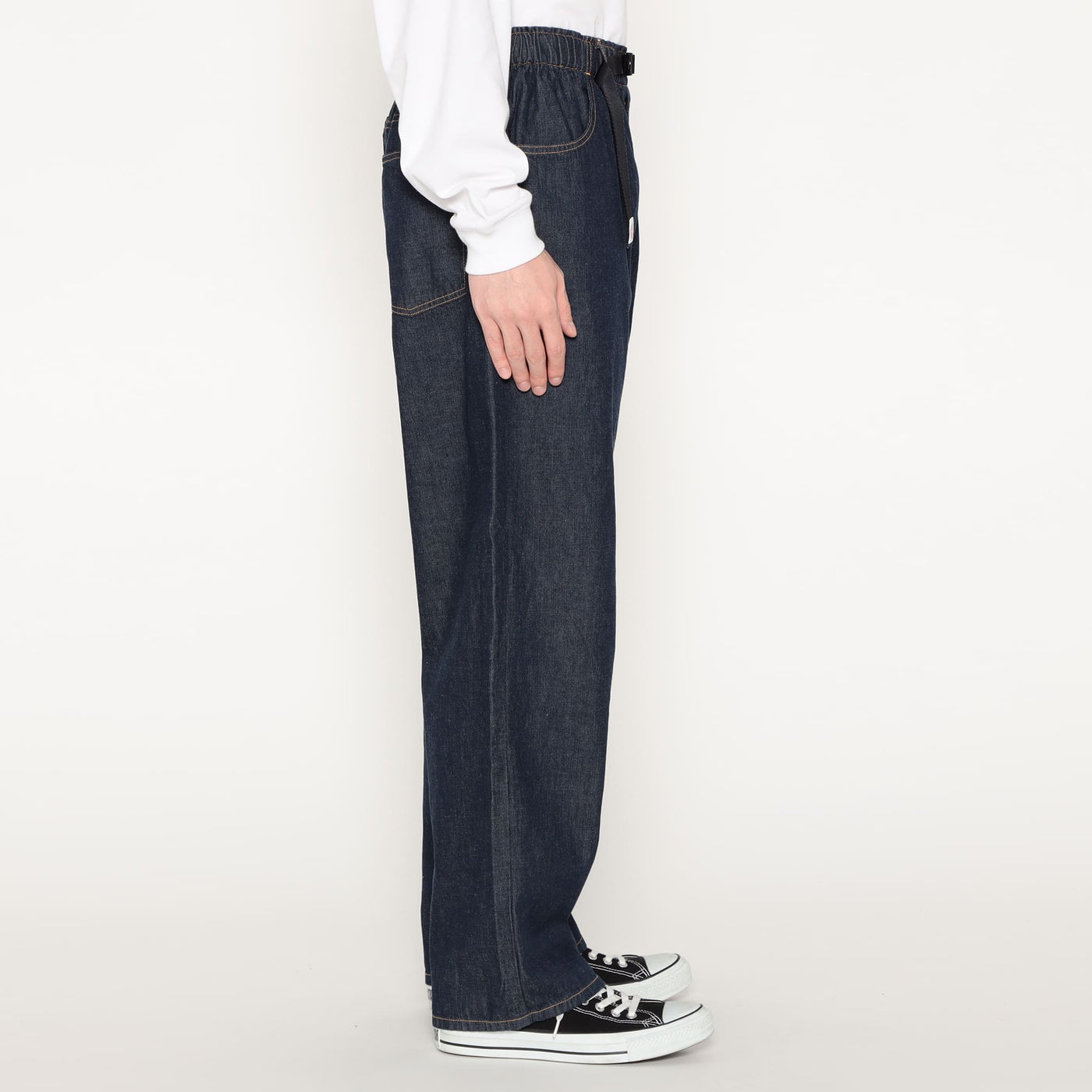 MEN'S COLOR DENIM BELTED EASY PANTS