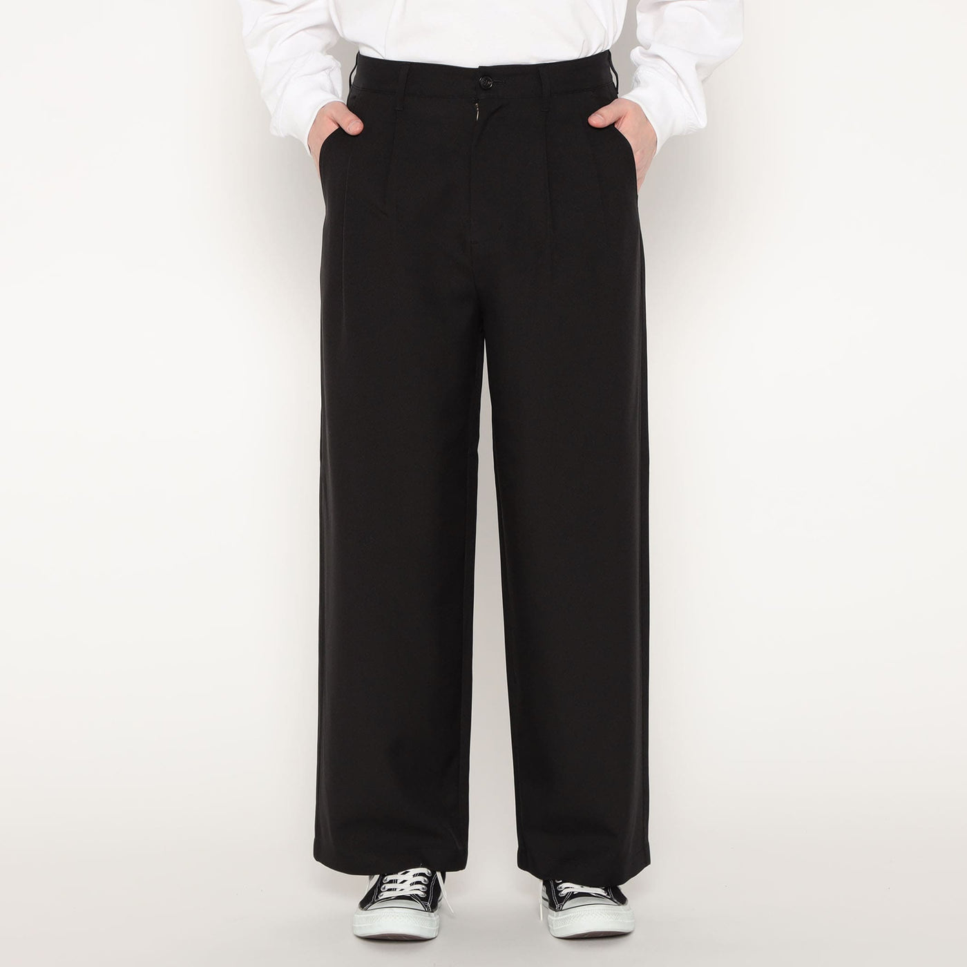 MEN'S MELANGE TWILL 2TUCK WIDE PANTS