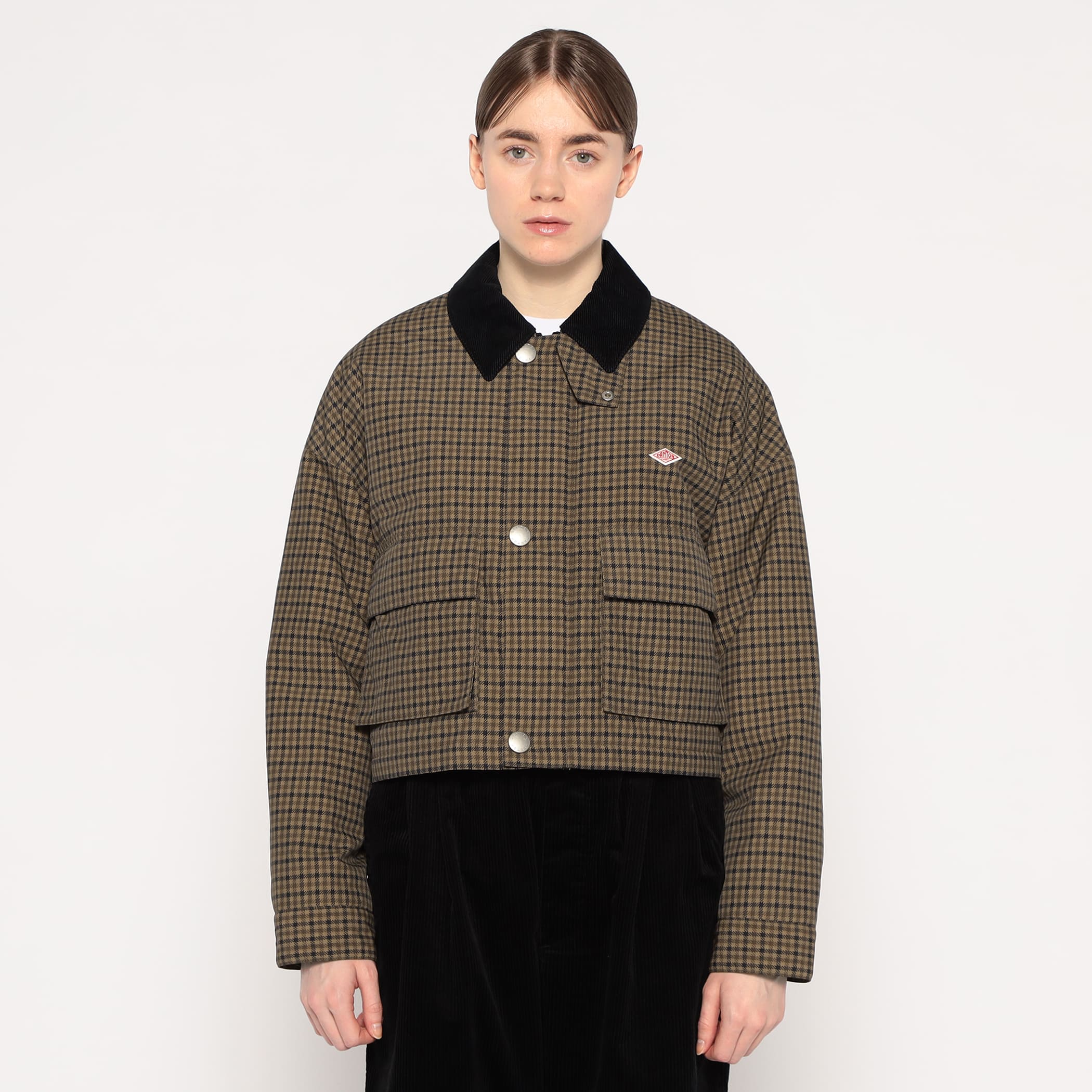 DANTON WOMEN'S NYLON TUSSAH SHORT JACKET PLAID