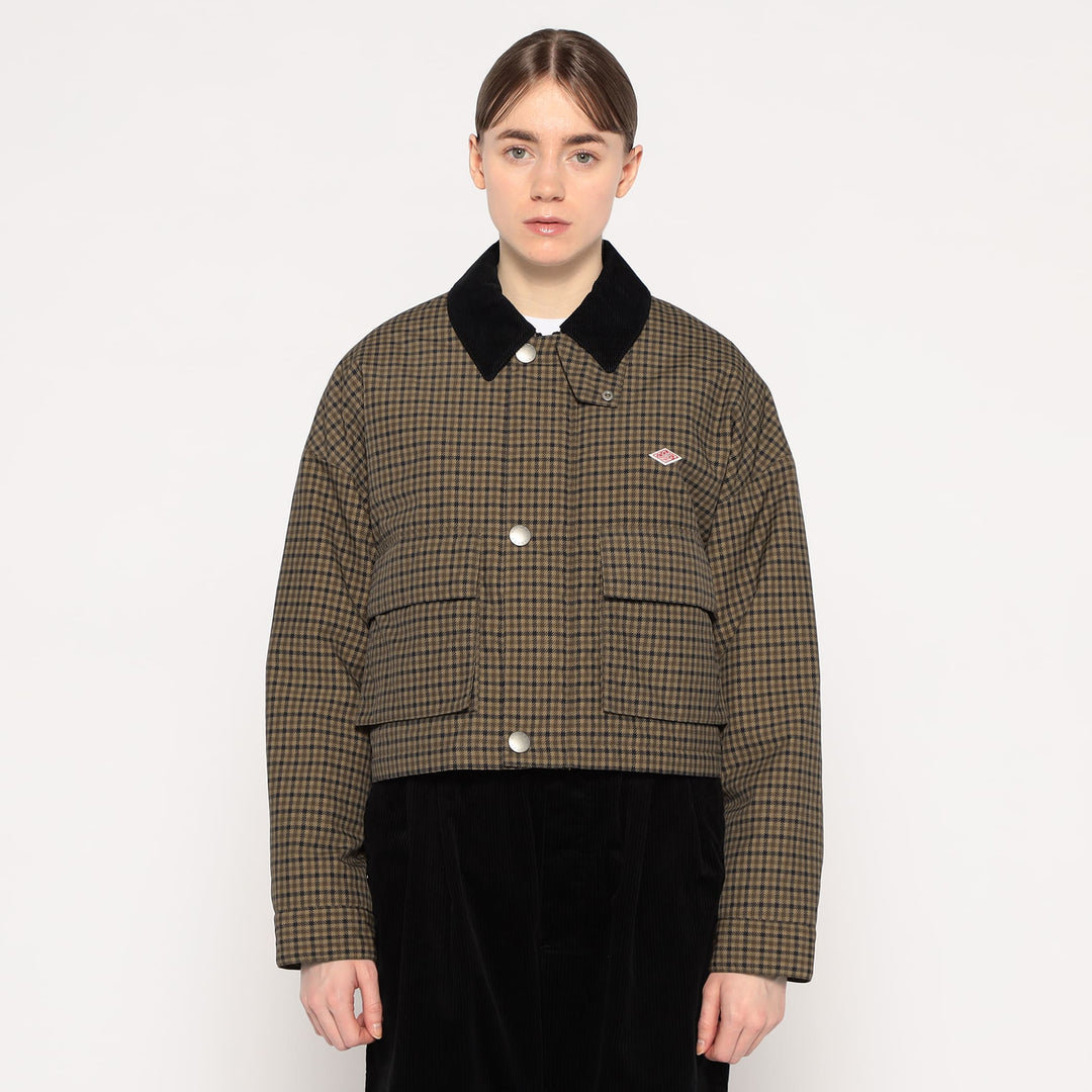 WOMEN'S NYLON TUSSAH SHORT JACKET PLAID