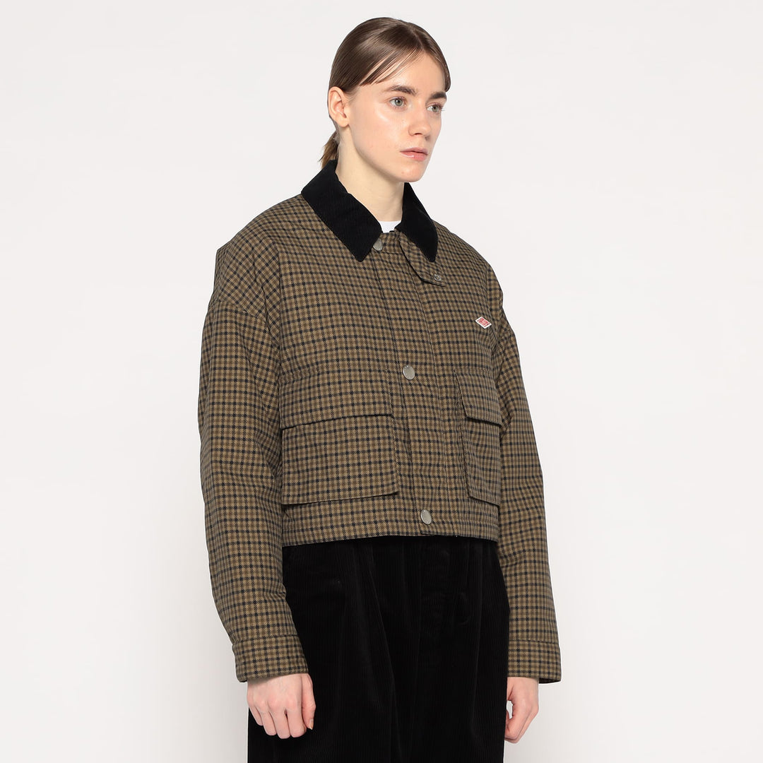 WOMEN'S NYLON TUSSAH SHORT JACKET PLAID