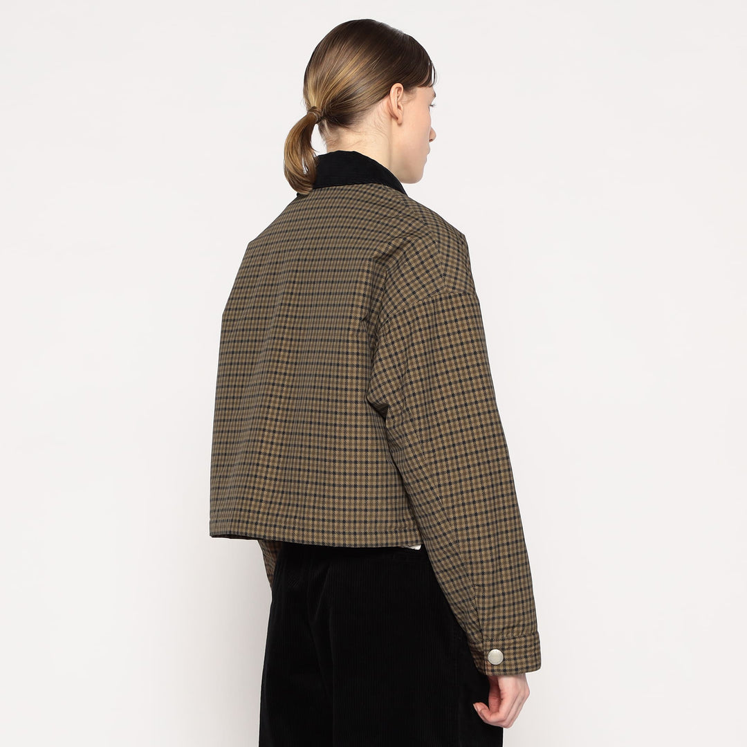 WOMEN'S NYLON TUSSAH SHORT JACKET PLAID