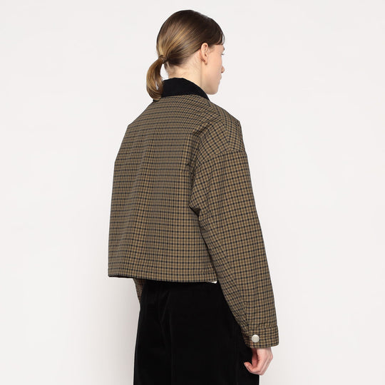 WOMEN'S NYLON TUSSAH SHORT JACKET PLAID