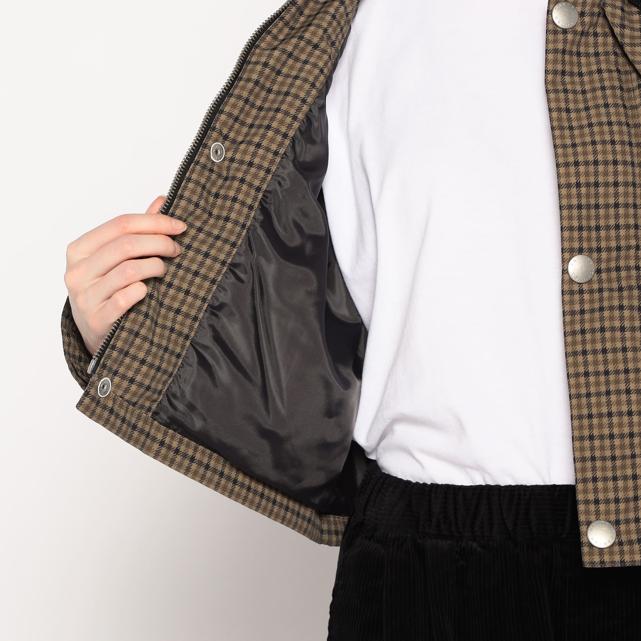 DANTON WOMEN'S NYLON TUSSAH SHORT JACKET PLAID