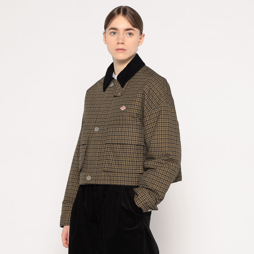 WOMEN'S NYLON TUSSAH SHORT JACKET PLAID