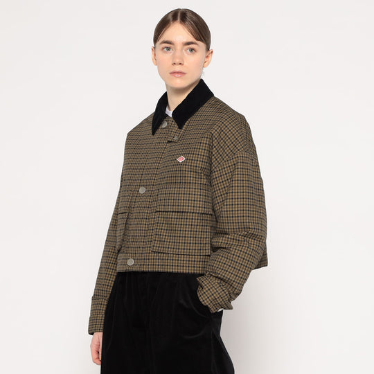 WOMEN'S NYLON TUSSAH SHORT JACKET PLAID