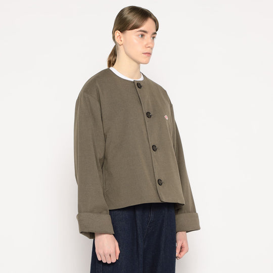 WOMEN'S WOOL LIKE INSULATION COLLARLESS WIDE JACKET