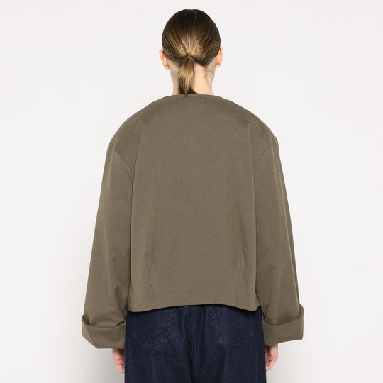 WOMEN'S WOOL LIKE INSULATION COLLARLESS WIDE JACKET