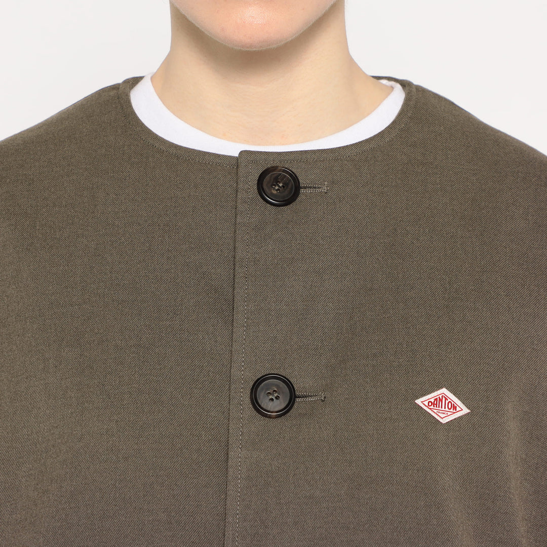 WOMEN'S WOOL LIKE INSULATION COLLARLESS WIDE JACKET