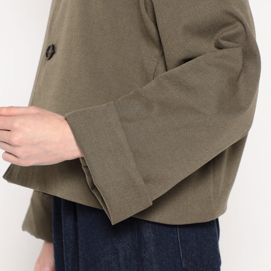WOMEN'S WOOL LIKE INSULATION COLLARLESS WIDE JACKET