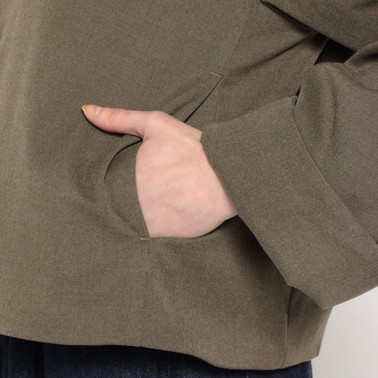 WOMEN'S WOOL LIKE INSULATION COLLARLESS WIDE JACKET