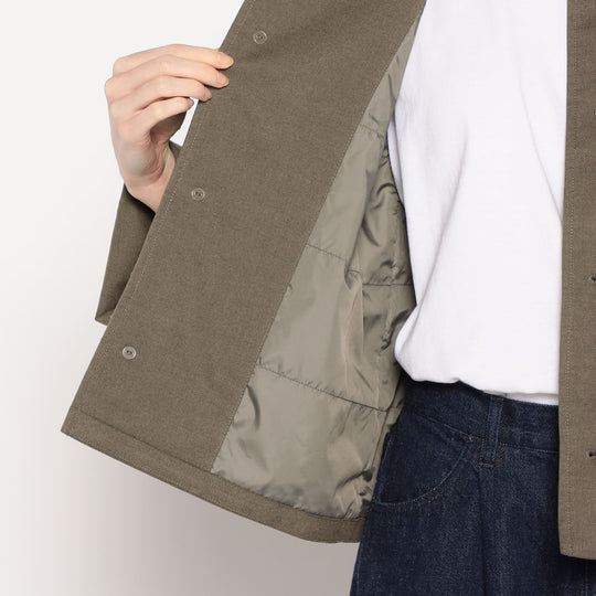 WOMEN'S WOOL LIKE INSULATION COLLARLESS WIDE JACKET