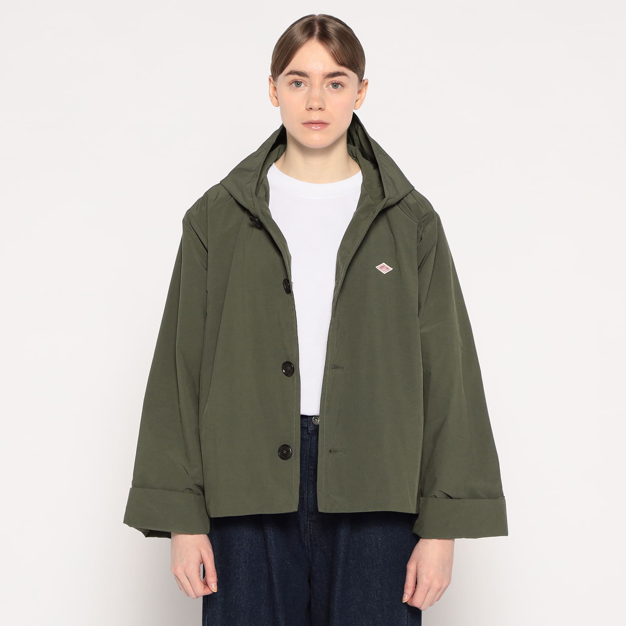 ダントン INSULATION HOODED COAT 40size OLIVE DANTON WOMEN'S INSULATION HOODED WIDE JACKET