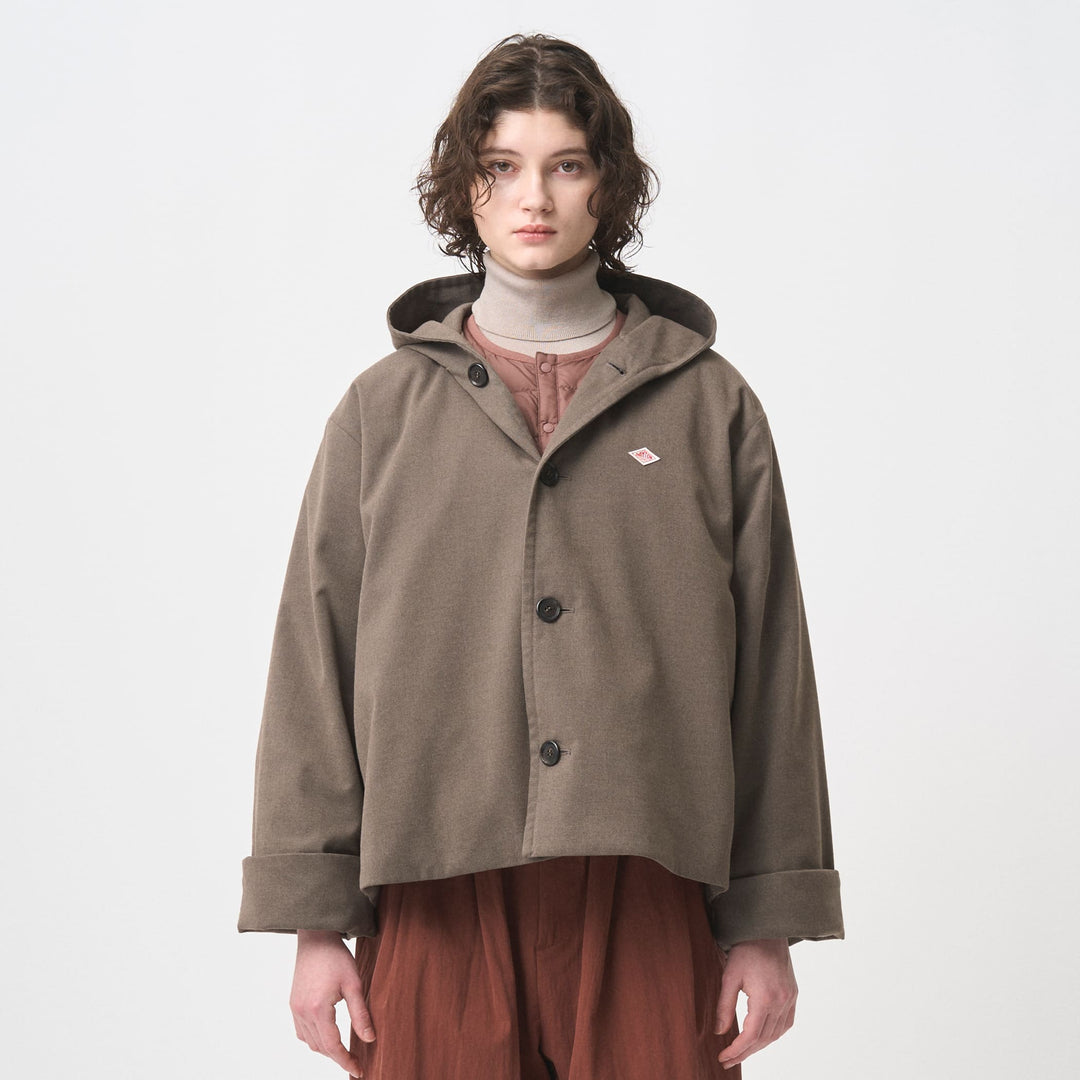 WOMEN'S WOOL LIKE INSULATION HOODED WIDE JACKET
