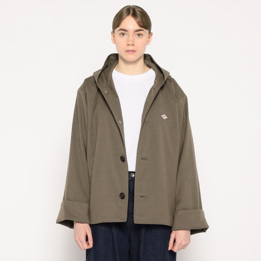 WOMEN'S WOOL LIKE INSULATION HOODED WIDE JACKET