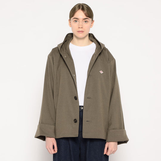WOMEN'S WOOL LIKE INSULATION HOODED WIDE JACKET