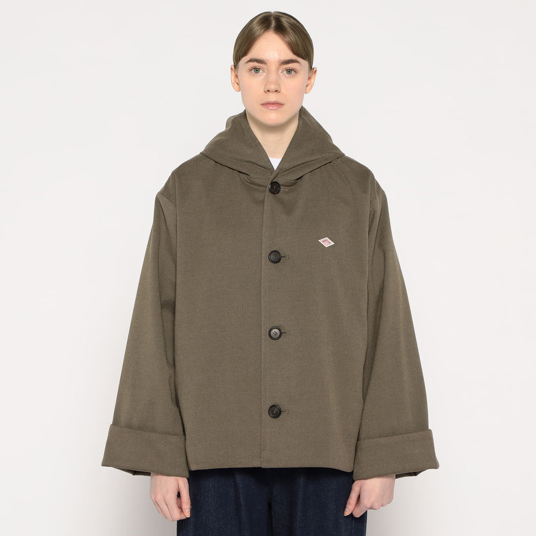 WOMEN'S WOOL LIKE INSULATION HOODED WIDE JACKET