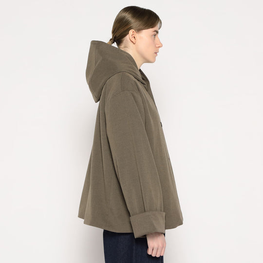 WOMEN'S WOOL LIKE INSULATION HOODED WIDE JACKET