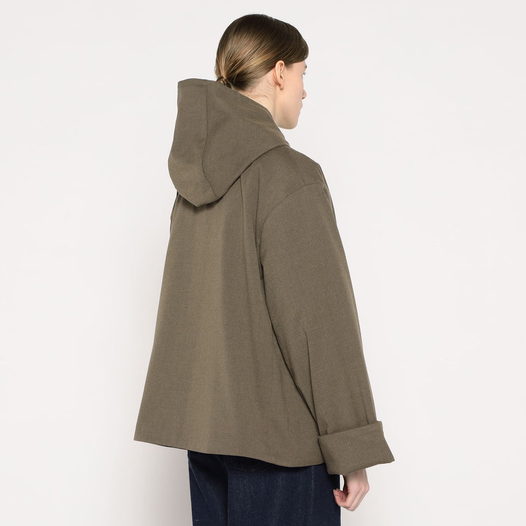 WOMEN'S WOOL LIKE INSULATION HOODED WIDE JACKET