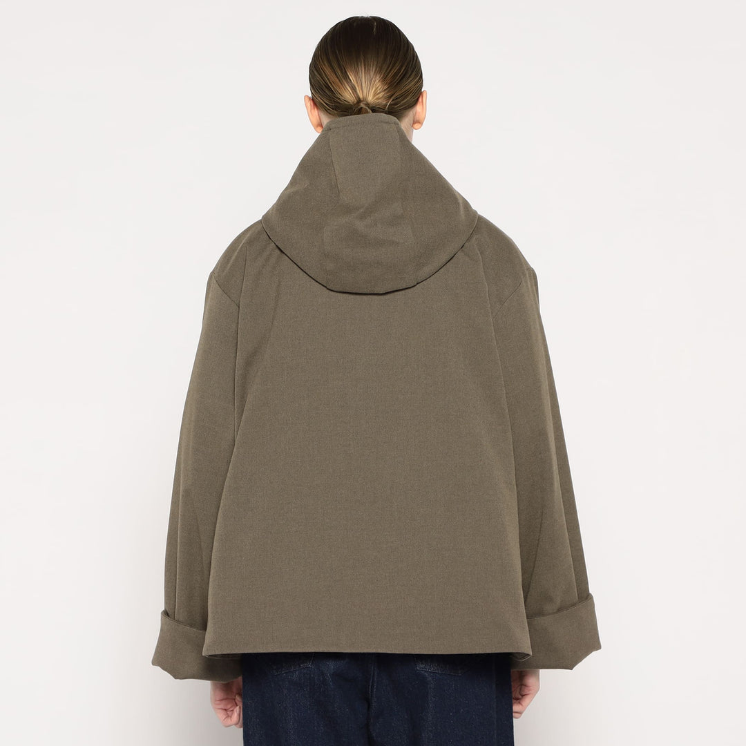 WOMEN'S WOOL LIKE INSULATION HOODED WIDE JACKET