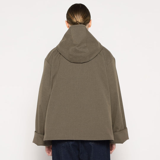 WOMEN'S WOOL LIKE INSULATION HOODED WIDE JACKET