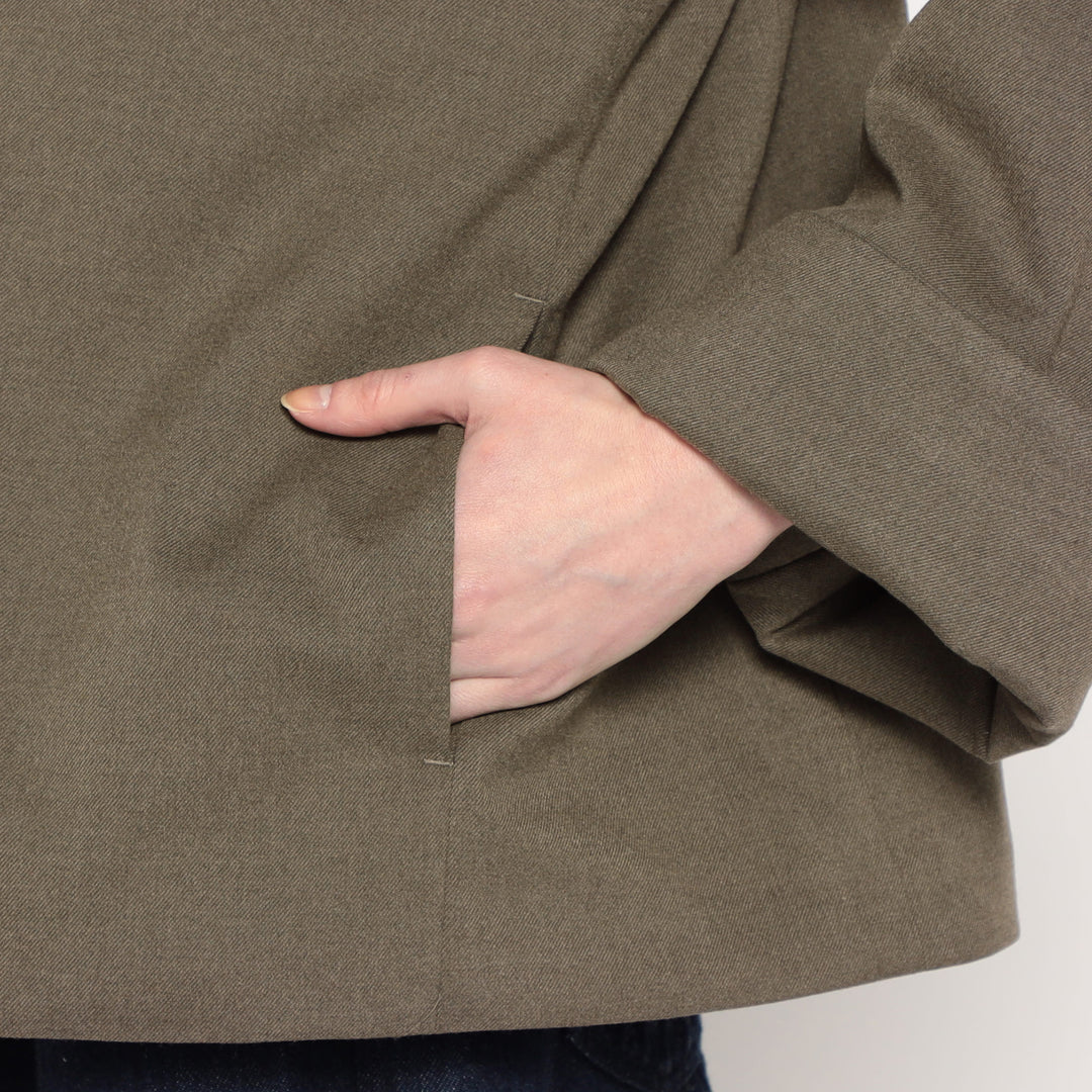 WOMEN'S WOOL LIKE INSULATION HOODED WIDE JACKET