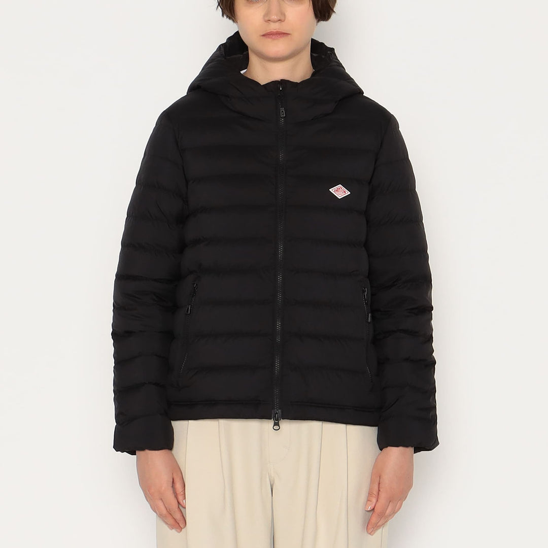 WOMEN'S NYLON TAFFETA MIDDLE DOWN HOODED JACKET