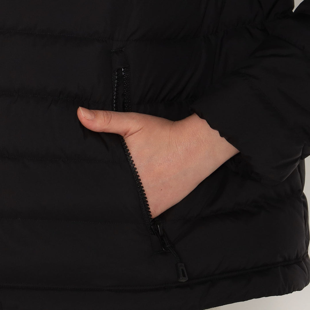 WOMEN'S NYLON TAFFETA MIDDLE DOWN HOODED JACKET