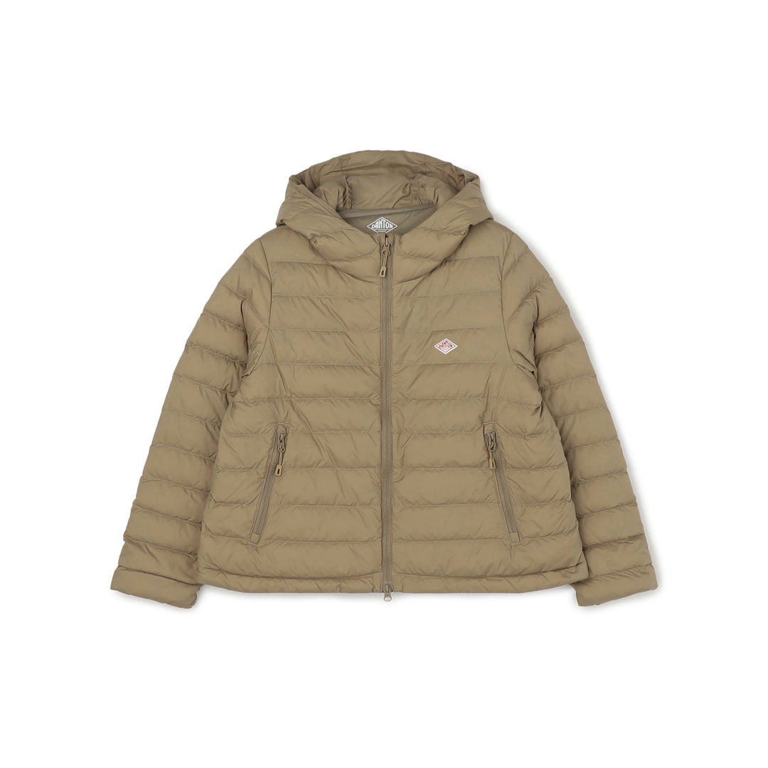 WOMEN'S NYLON TAFFETA MIDDLE DOWN HOODED JACKET