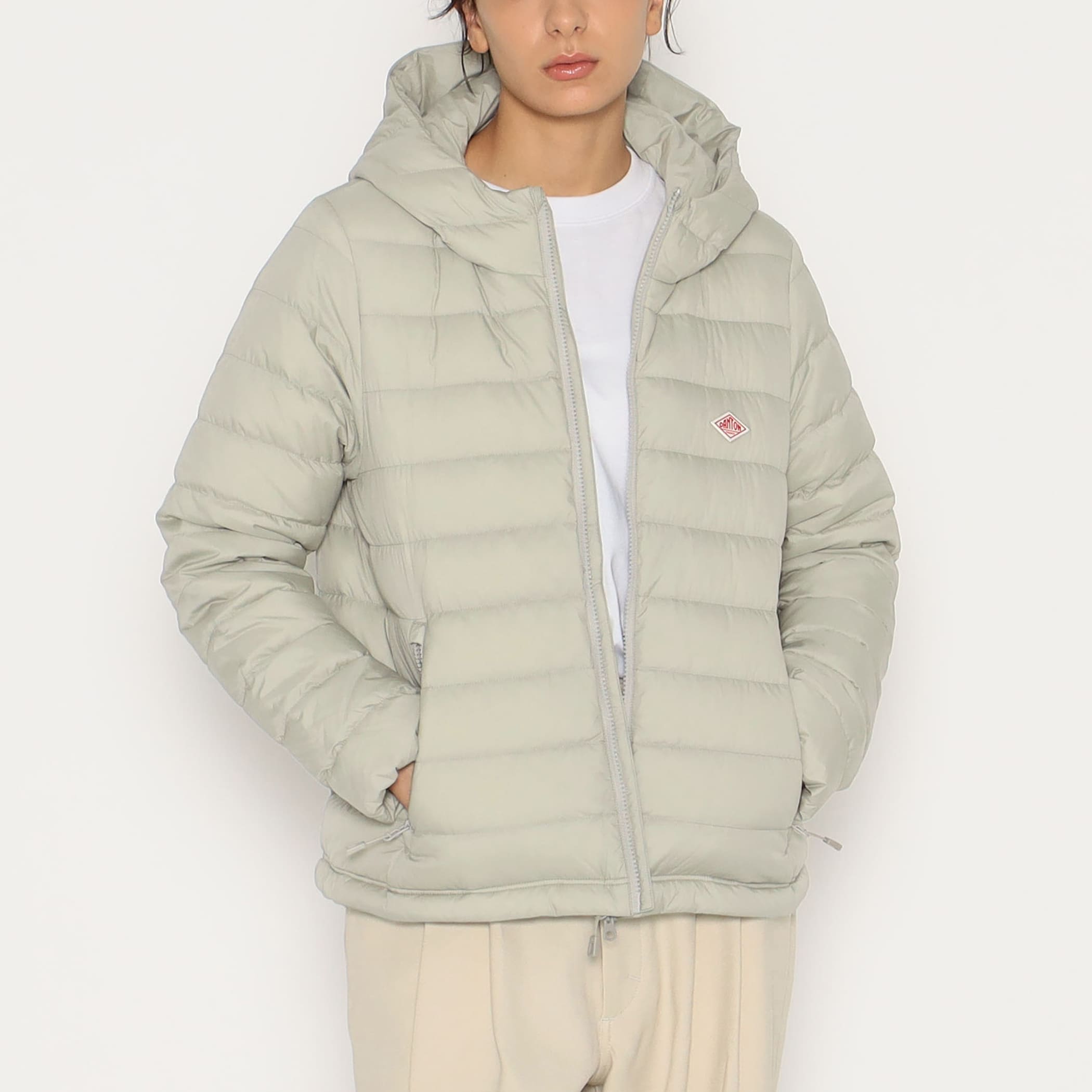 DANTON WOMEN'S NYLON TAFFETA MIDDLE DOWN HOODED JACKET