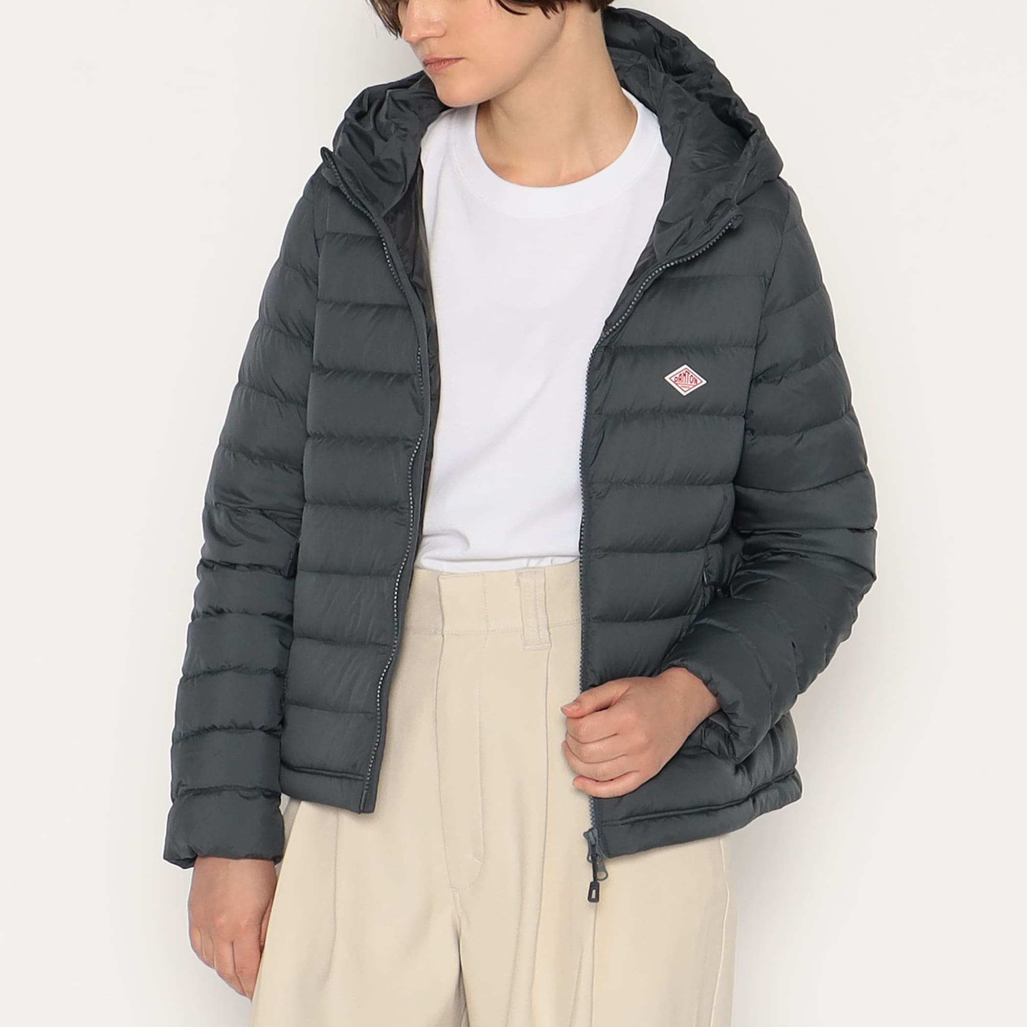 DANTON WOMEN'S NYLON TAFFETA MIDDLE DOWN HOODED JACKET