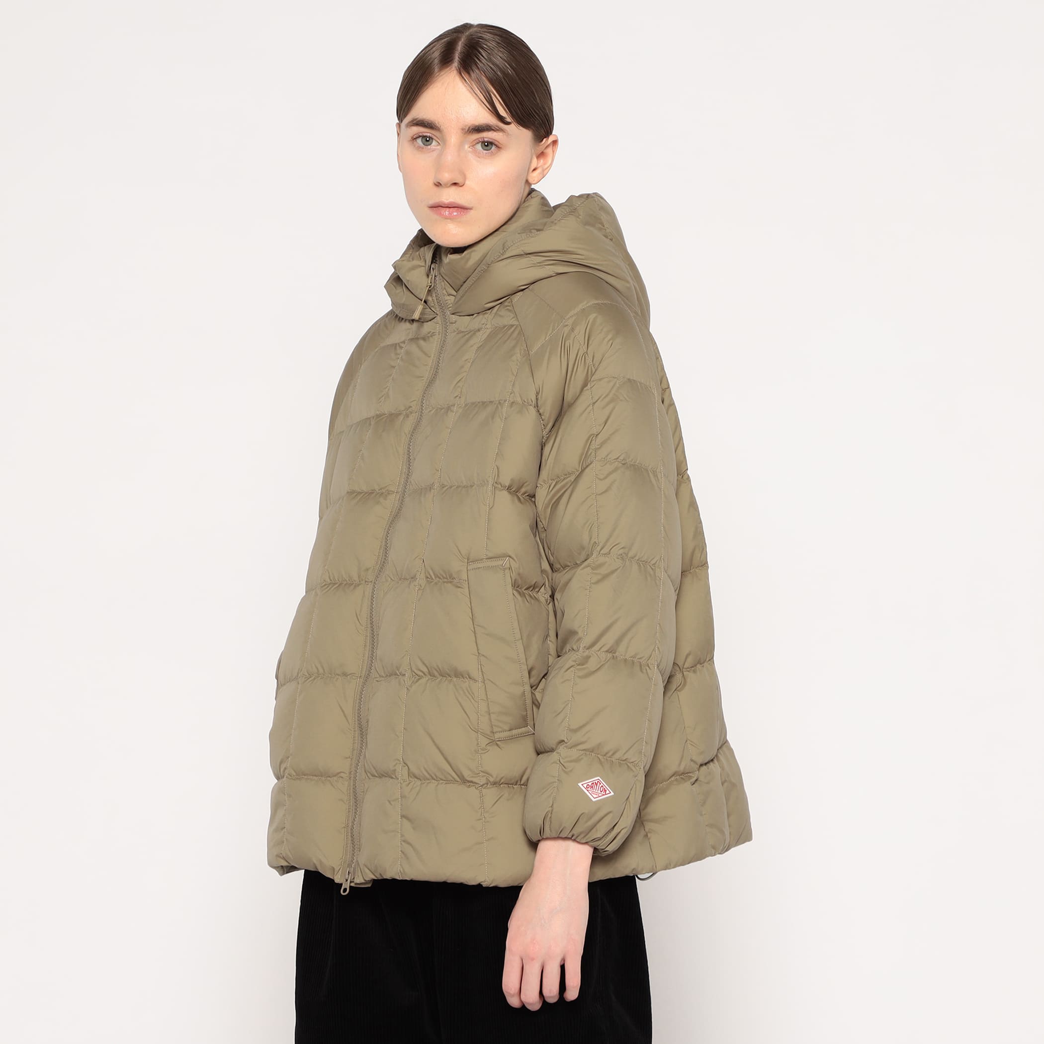 DANTON WOMEN'S NYLON TAFFETA SQUARE QUILTED DOWN JACKET