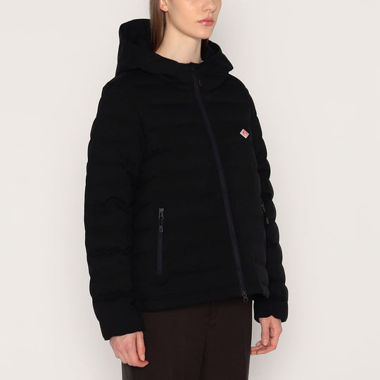 WOMEN'S WOOL LIKE POLYESTER MIDDLE DOWN HOODED JACKET