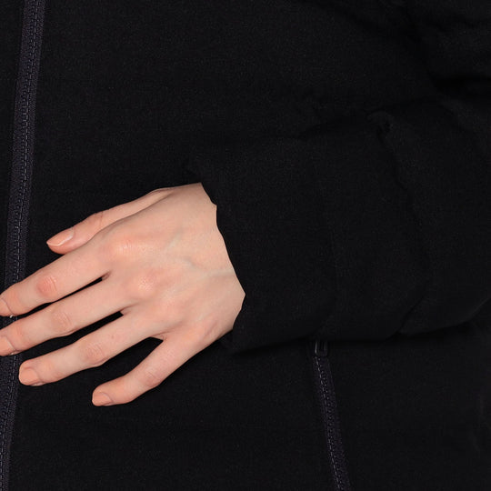 WOMEN'S WOOL LIKE POLYESTER MIDDLE DOWN HOODED JACKET