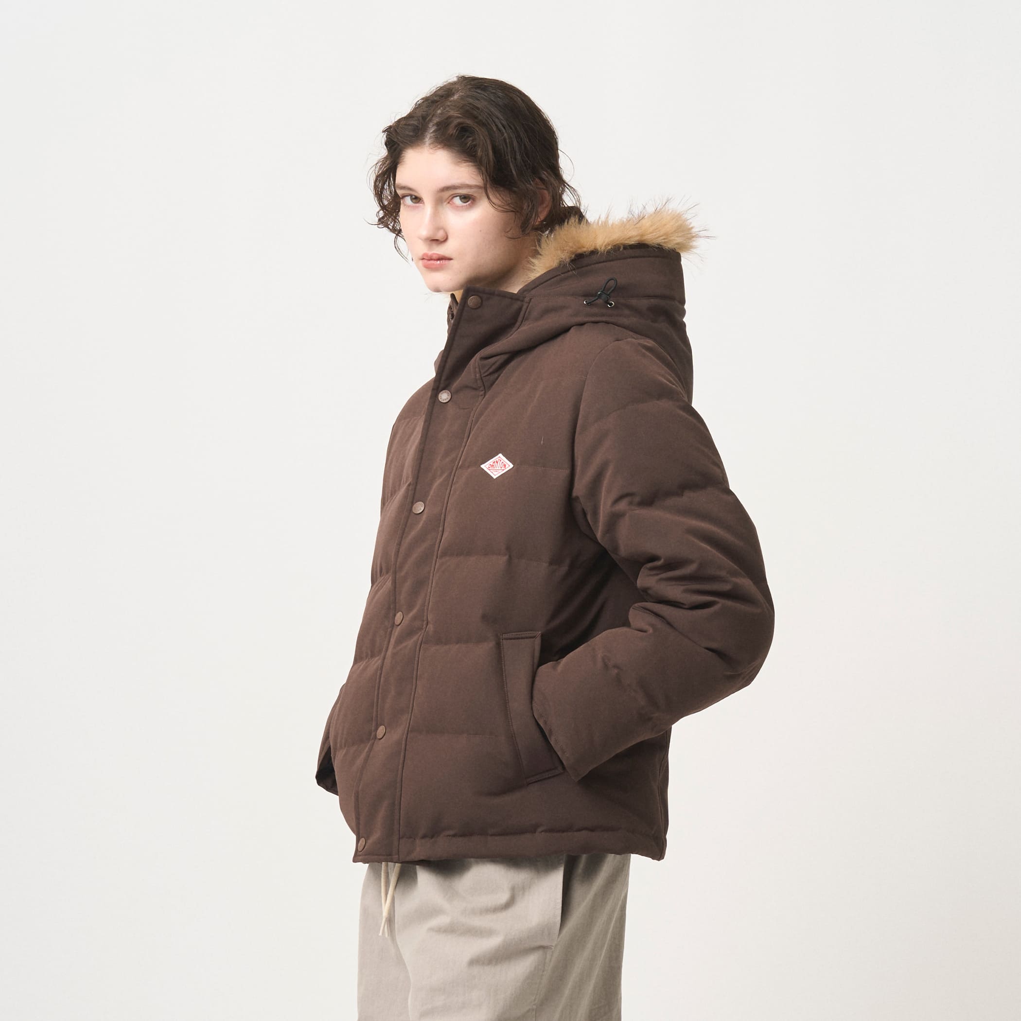 DANTON WOMEN'S FAUX FUR HOODED DOWN JACKET