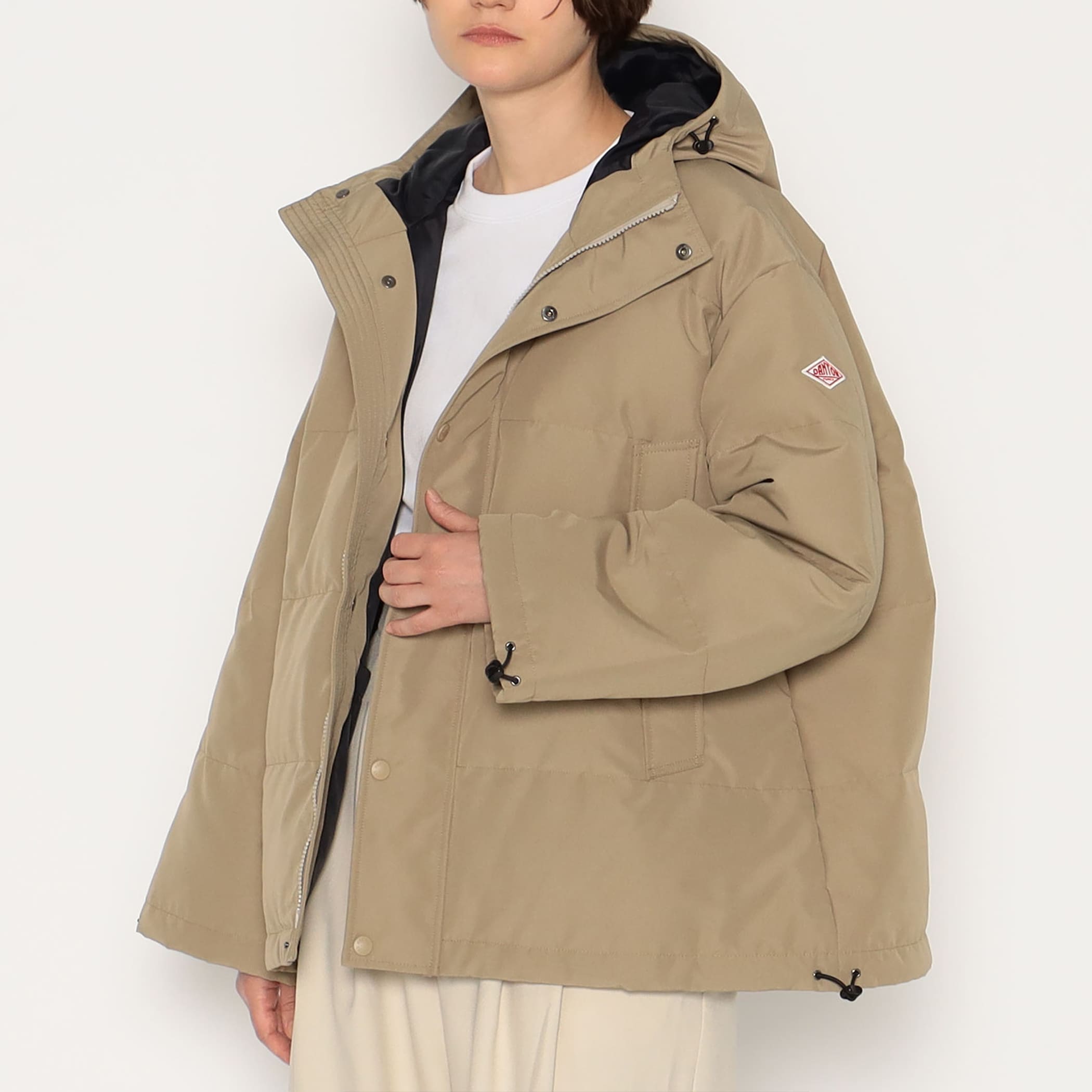 DANTON　DOWN HOODED JACKET アイボリー　XS DANTON WOMEN'S BIG SILHOUETTE HOODED DOWN JACKET