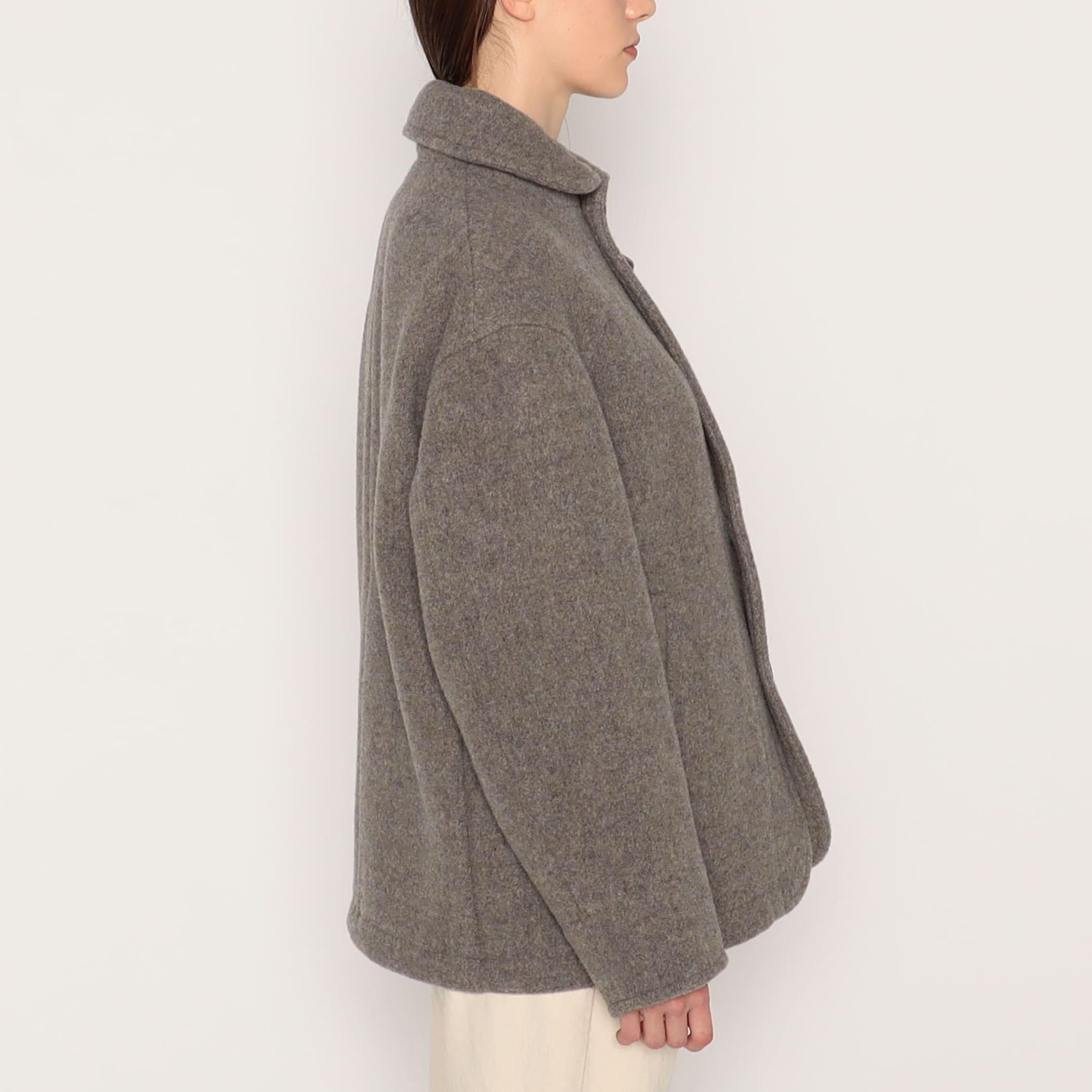 DANTON WOMEN'S WOOL PILE ROUND COLLAR JACKET