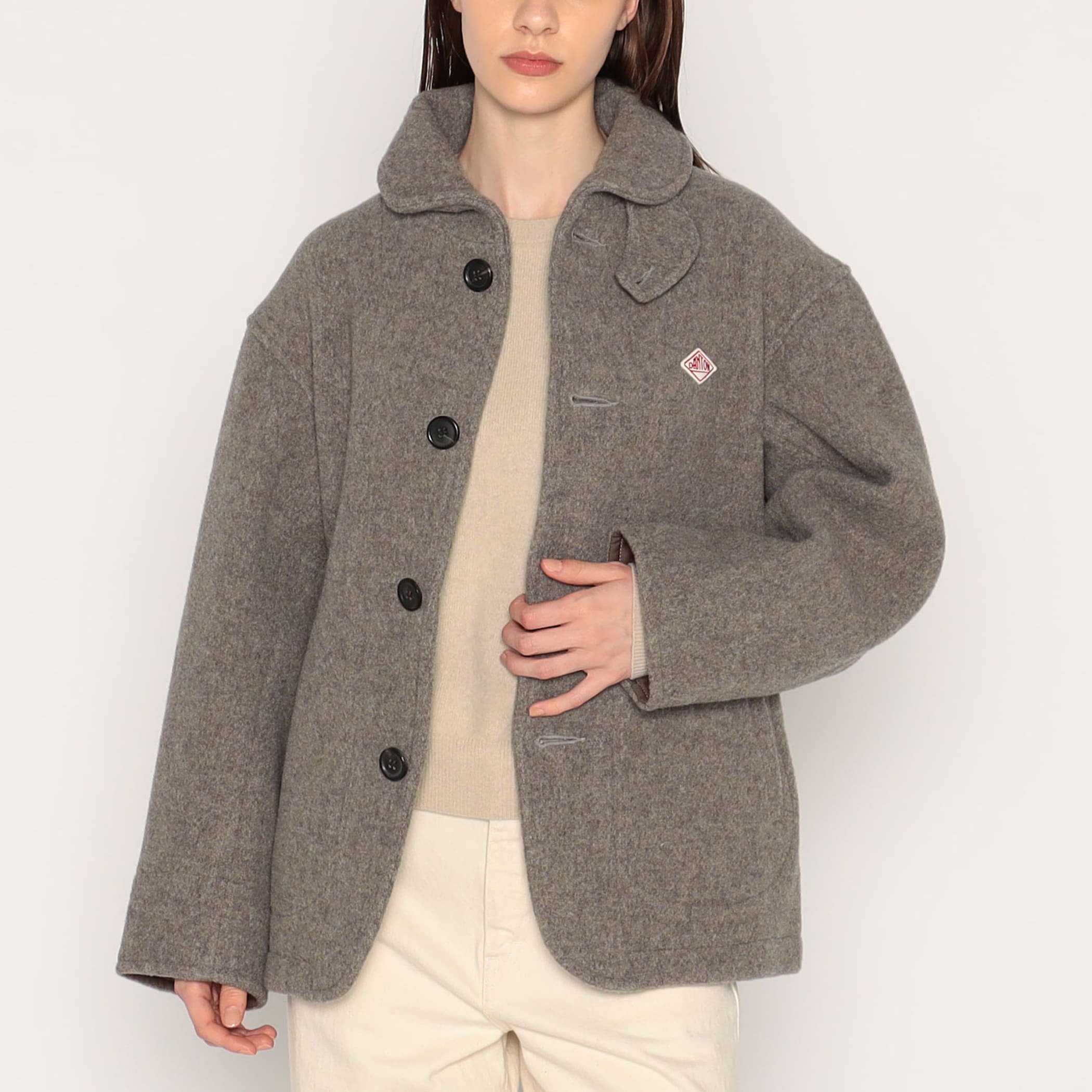 DANTON WOMEN'S WOOL PILE ROUND COLLAR JACKET