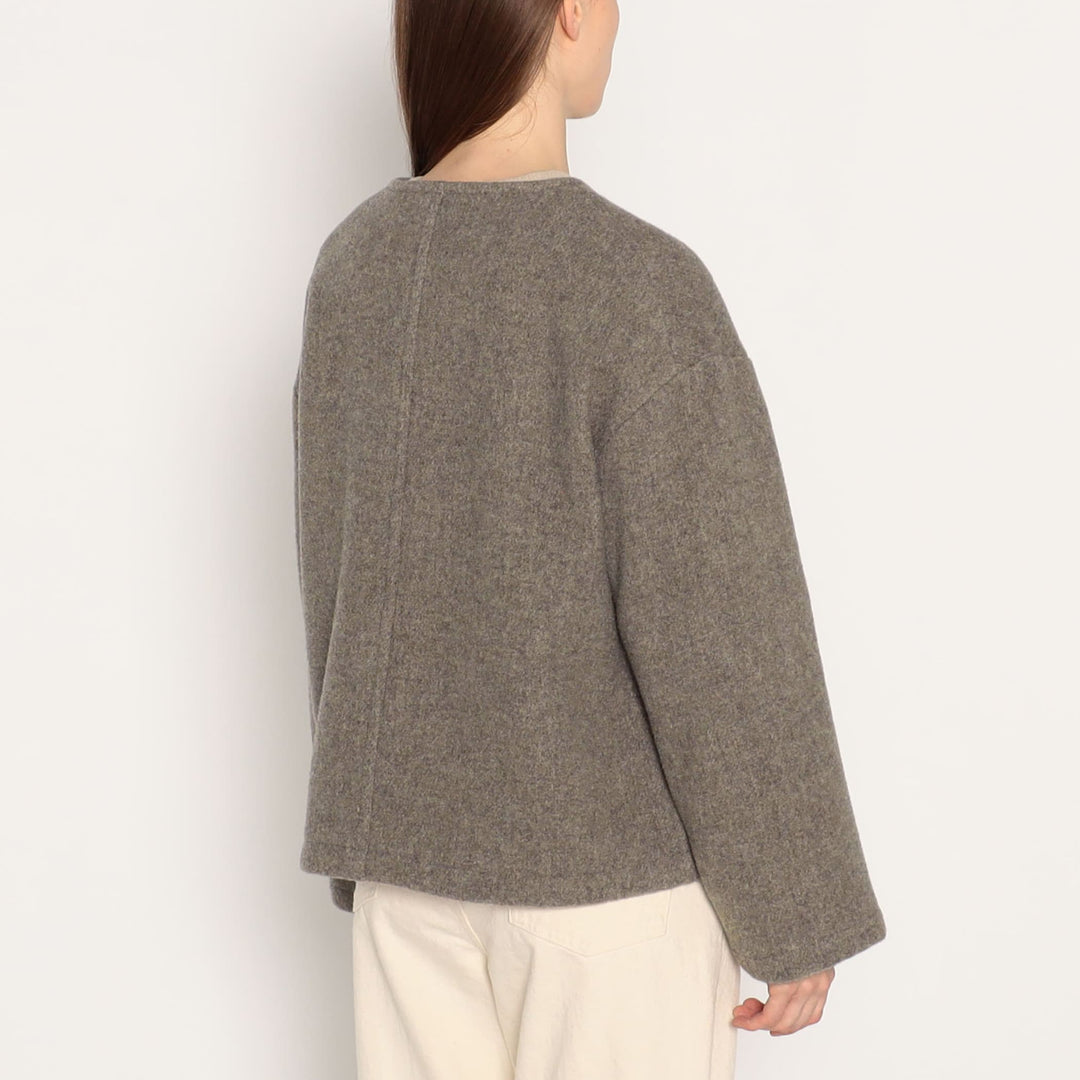 WOMEN'S WOOL LIGHT PILE COLLARLESS JACKET