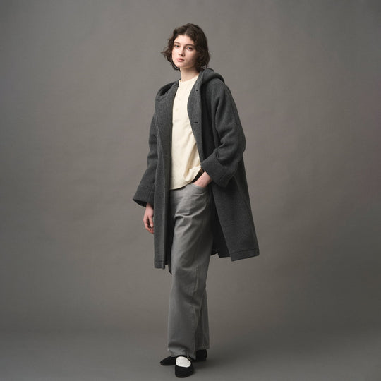 WOMEN'S WOOL LIGHT PILE HOODED COAT