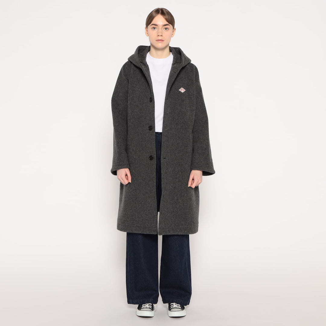 WOMEN'S WOOL LIGHT PILE HOODED COAT