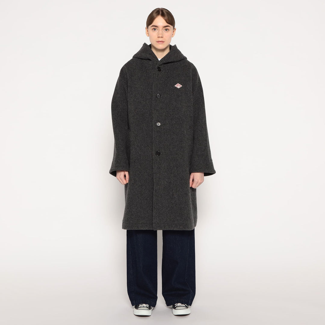 WOMEN'S WOOL LIGHT PILE HOODED COAT
