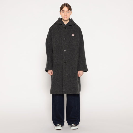 WOMEN'S WOOL LIGHT PILE HOODED COAT
