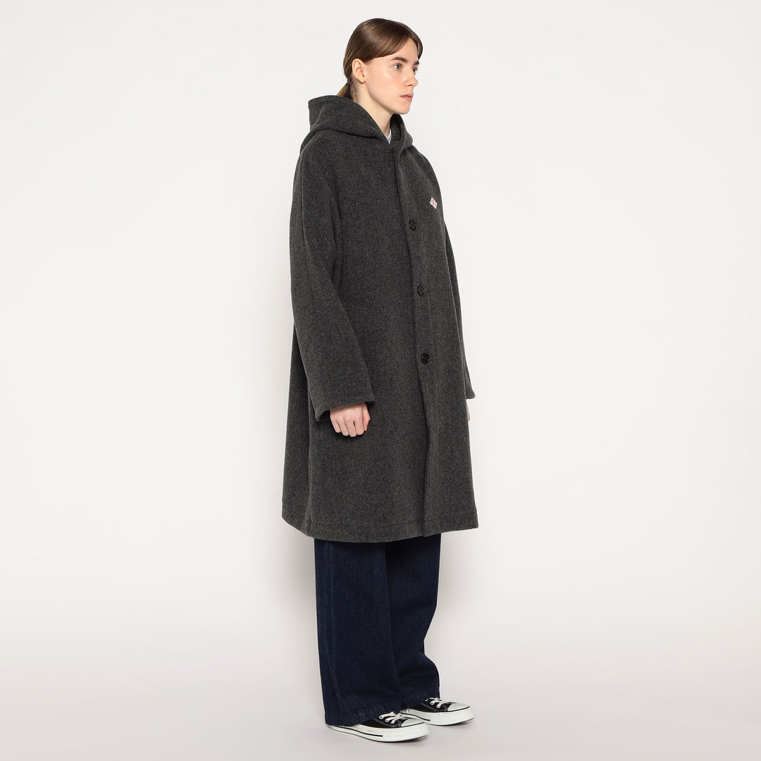 WOMEN'S WOOL LIGHT PILE HOODED COAT