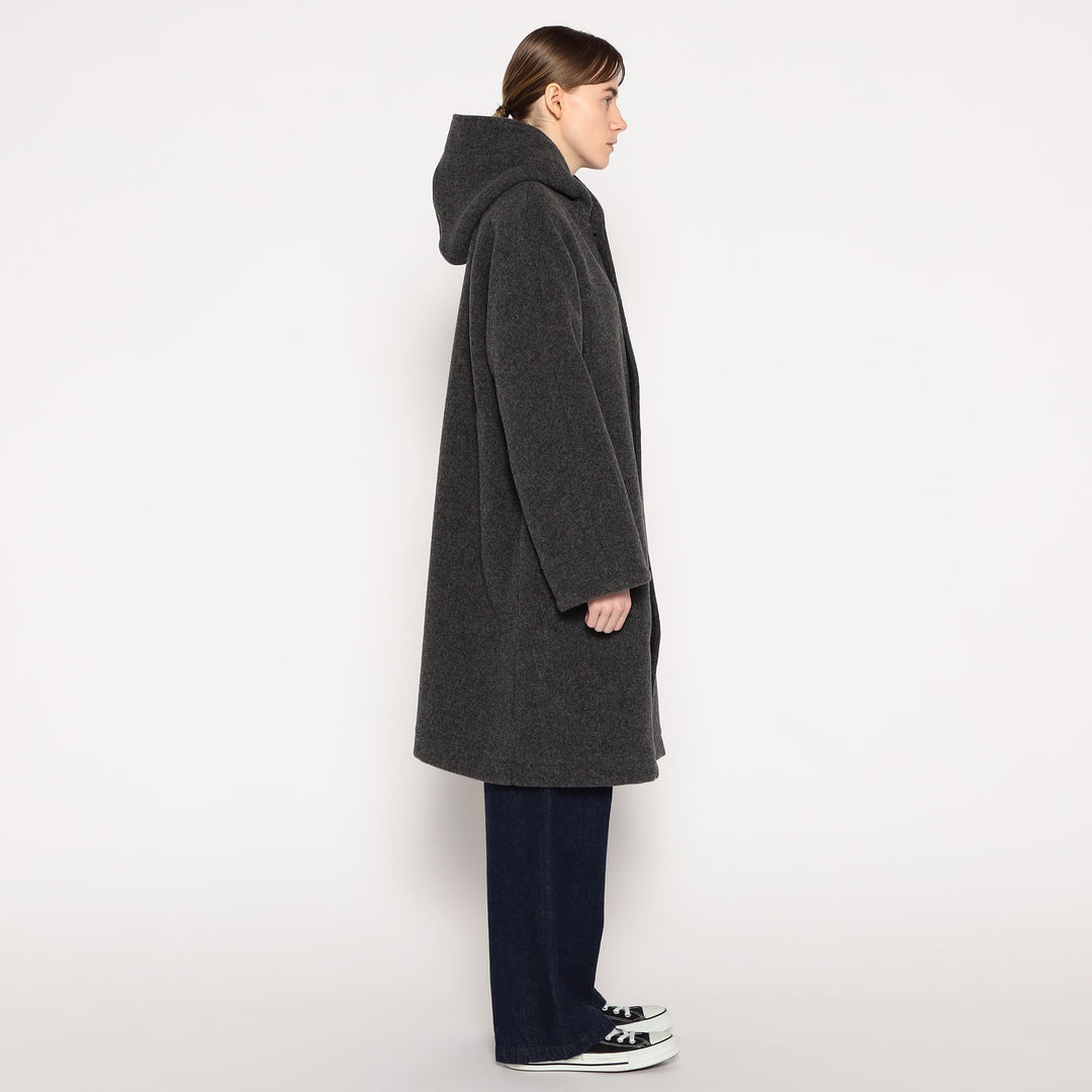 WOMEN'S WOOL LIGHT PILE HOODED COAT