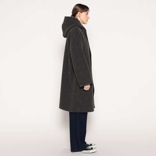 WOMEN'S WOOL LIGHT PILE HOODED COAT