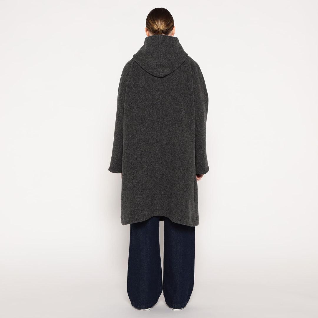 WOMEN'S WOOL LIGHT PILE HOODED COAT