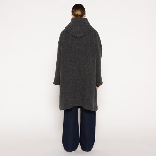 WOMEN'S WOOL LIGHT PILE HOODED COAT