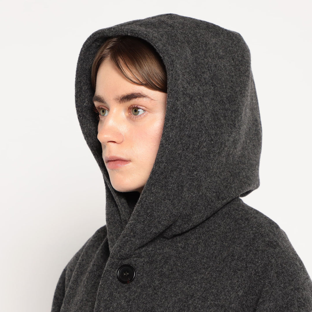 WOMEN'S WOOL LIGHT PILE HOODED COAT