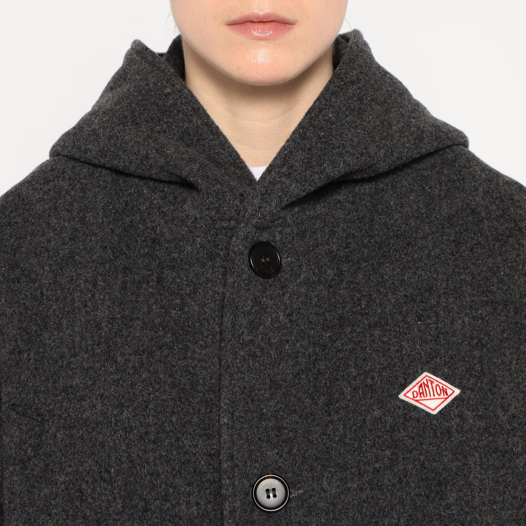 WOMEN'S WOOL LIGHT PILE HOODED COAT
